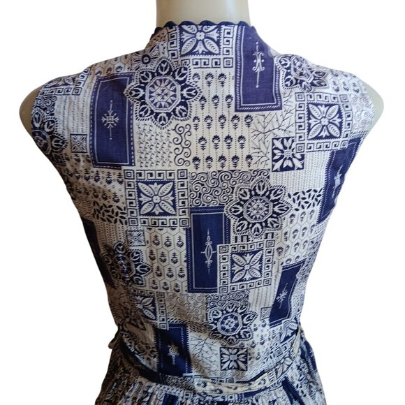 Women's 6 Vintage 1950's Sleeveless Button-Front Dress Belt Geometric Print 1OF1 - Picture 7 of 12